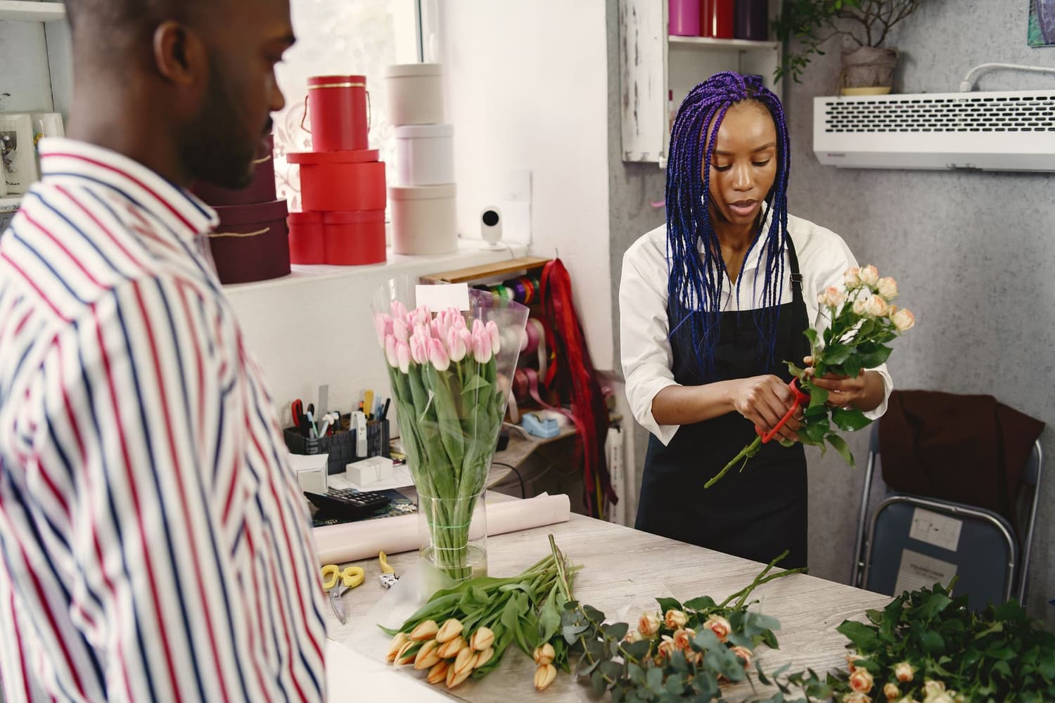 A small business owner at work