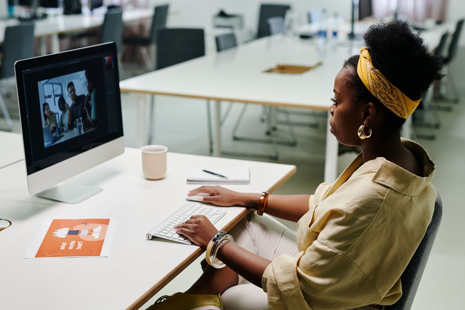 A designer at work on a brand project