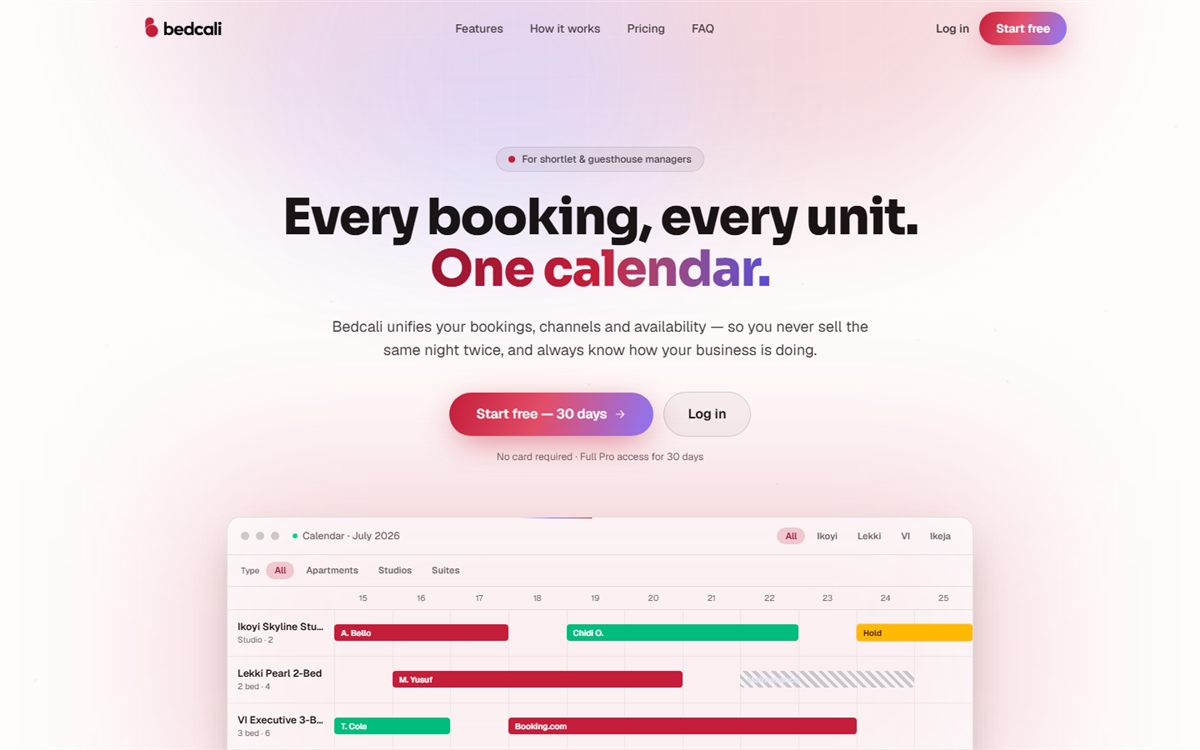 The Bedcali website